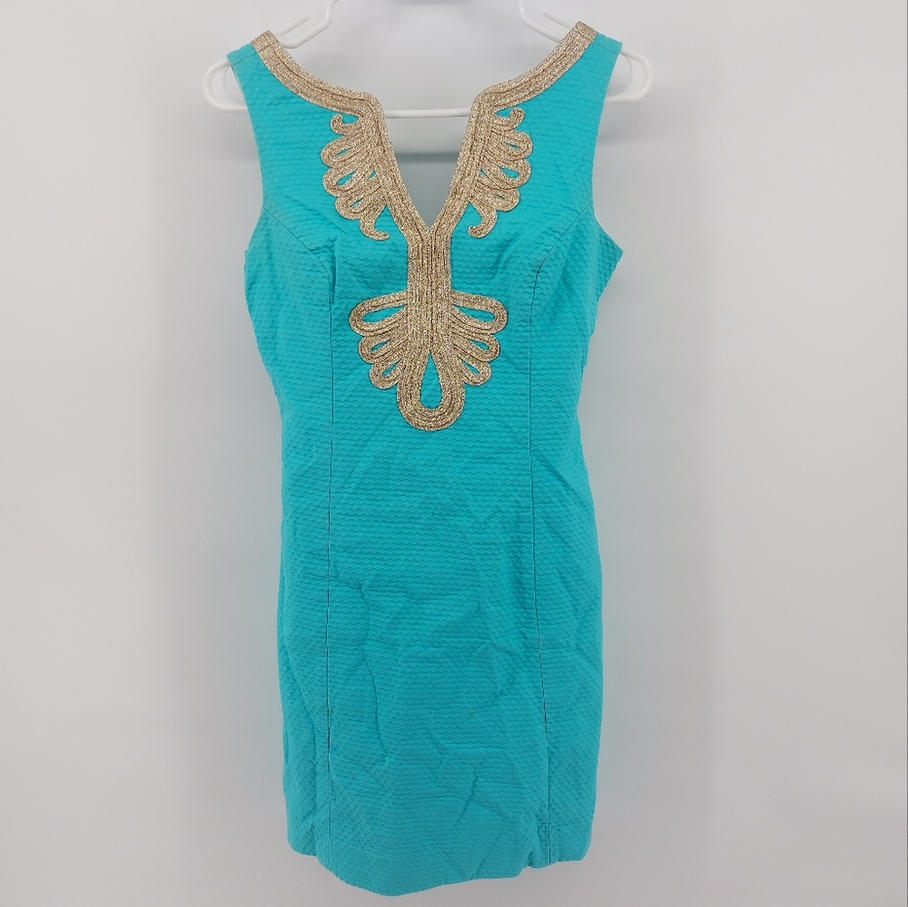 Lilly Pulitzer light blue embroidered shift dress Size 0
